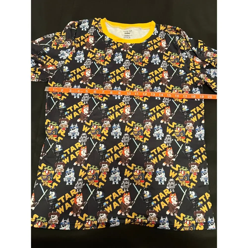 Bluey Star Wars Pajama Set Kids Large Black Yellow Shirt‎ Shorts Sleepwear